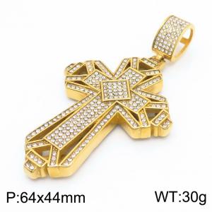 Popular Hip-hop Stainless Steel Full Diamond Cross Pendant For Men 18k Gold Plated Fine Jewelry - KP130467-MZOZ