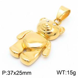 Hip Hop Classic 18k Gold Plated Stainless Steel Pendant Metal Teddy Bear Charm Men Jewelry - KP130472-MZOZ