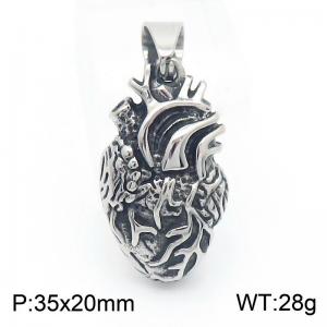 Gothic Punk Stainless Steel Anatomical Heart Pendant Antique Jewelry - KP130473-MZOZ