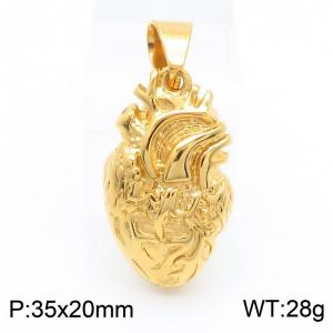 Personality Punk 18k Gold Plated Titanium Steel Heart Pendant Creative Jewelry - KP130474-MZOZ