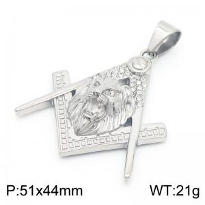 Wholesale Stainless Steel Men's Lion Pendant Inlay Rhinestone Pendant - KP130479-MZOZ