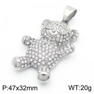 Fashion Jewelry Transparent Crystal Diamond Teddy Bear Stainless Steel Pendant For Women - KP130488-MZOZ