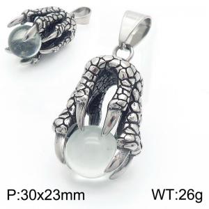 Vintage Dragon Claw Bead Pendant Stainless Steel Eagle Claw Transparent Beads Pendant - KP130497-MZOZ