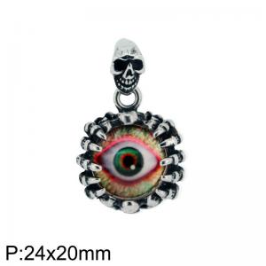 Men Punk Stainless Steel Red Eye&Skull Charm Pendant - KP130501-TGX