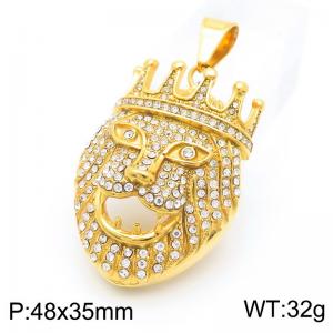 Hip Hop Diamond Crown Lion Head Pendant - KP130505-MZOZ