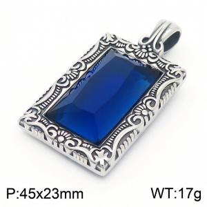 Gothic Punk Stainless Steel Blue gemstone Pendant - KP130520-TGX