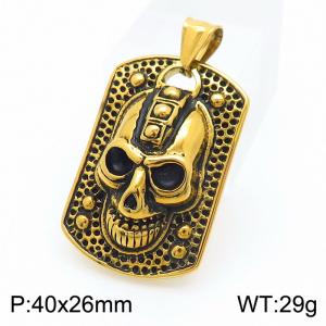 Gothic Punk Stainless Steel Skull Pendant Color Gold - KP130525-TGX