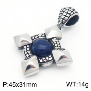 Personalized trendy cross diamond gemstone titanium steel pendant - KP130534-TLX