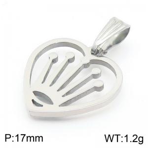 Women Stainless Steel Crown Love Heart Pendant - KP130652-Z