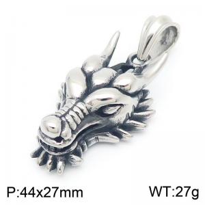 Men Stainless Steel Vivid Chinese Dragon Head Pendant - KP130731-KJX