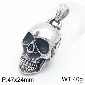 Punk style hip-hop rock stainless steel skull pendant - KP130937-KJX