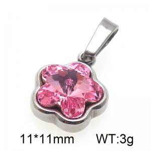 Stainless steel flower crystal stone pendant - KP130953-Z