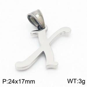 Steel colored stainless steel letter pendant X - KP19471-D