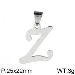 Steel colored stainless steel letter pendant Z - KP19472-D