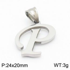 Steel colored stainless steel letter pendant P - KP19473-D