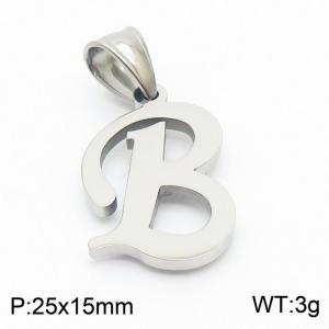 Steel colored stainless steel letter pendant B - KP19489-D