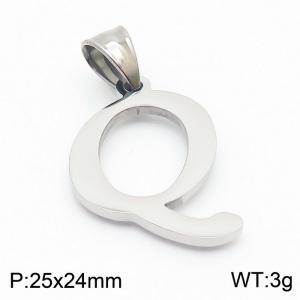 Steel colored stainless steel letter pendant Q - KP19492-D