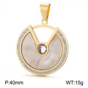 Stainless Steel Stone & Crystal Pendant - KP44826-K