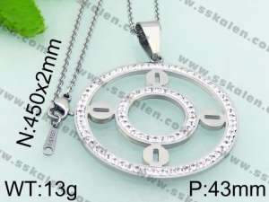 Stainless Steel Stone & Crystal Pendant - KP48516-K