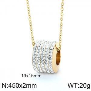 Stainless Steel Stone & Crystal Pendant - KP48622-K