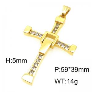 Personalized hip-hop stainless steel diamond inlaid cross pendant - KP52267-TOM