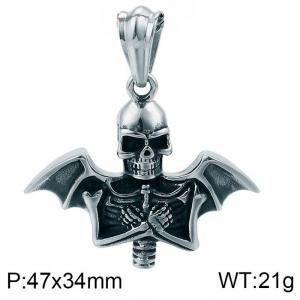 Stainless Skull halloween bat wings Pendants - KP57669-BD