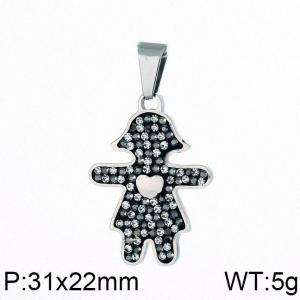 Stainless Steel Stone & Crystal Pendant - KP59146-K