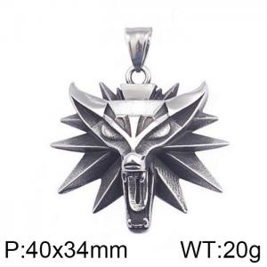 Oxidation Wizard3 Wild Hunt Game Pendant Necklace Anima Wolf Head Necklace - KP59809-K