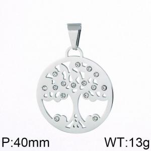 Stainless Steel Stone & Crystal Pendant - KP76170-K