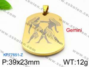 Stainless Steel Gold-plating Pendant - KP77651-Z