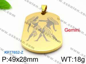 Stainless Steel Gold-plating Pendant - KP77652-Z