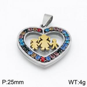 Stainless Steel Stone & Crystal Pendant - KP96291-KD