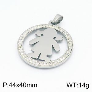 Stainless Steel Stone & Crystal Pendant - KP98939-K