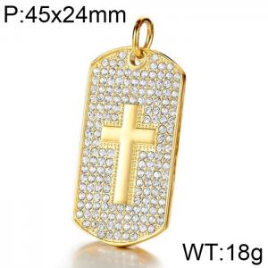 Stainless Steel Stone & Crystal Pendant - KP99433-WGYG