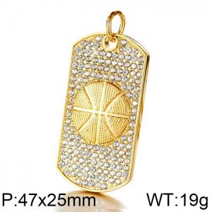 Stainless Steel Stone & Crystal Pendant - KP99464-WGYG