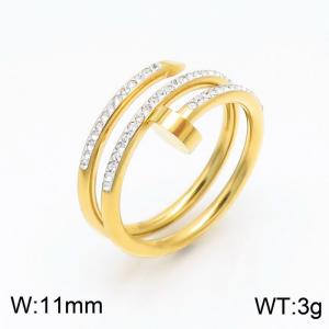 Stainless Steel Stone&Crystal Ring - KR100714-YH