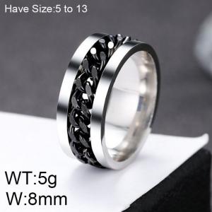 Stainless Steel Black-plating Ring - KR101429-WGRH
