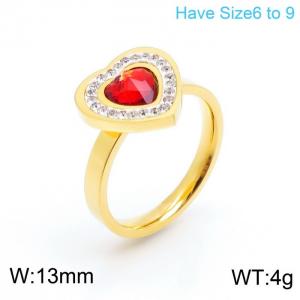 Stainless Steel Stone&Crystal Ring - KR101870-K