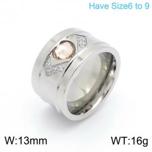 Stainless Steel Stone&Crystal Ring - KR101872-K