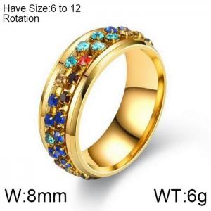 Stainless Steel Stone&Crystal Ring - KR102296-WGDC