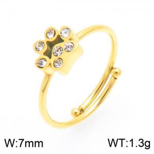 Stainless Steel Stone&Crystal Ring - KR103466-GC