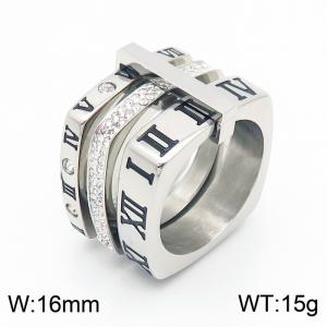 Stainless Steel Stone&Crystal Ring - KR103532-GC