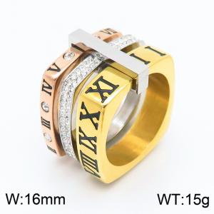 Stainless Steel Stone&Crystal Ring - KR103535-GC