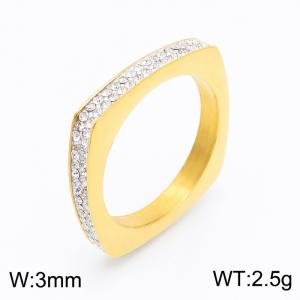 Stainless Steel Stone&Crystal Ring - KR103554-GC