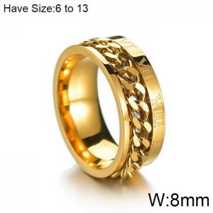 Stainless Steel Gold-plating Ring - KR103558-WGFL