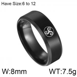 Stainless Steel Black-plating Ring - KR103567-WGFL