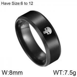 Stainless Steel Black-plating Ring - KR103570-WGFL