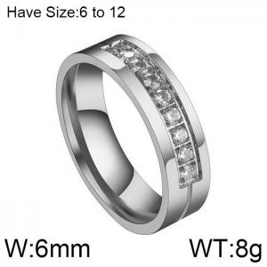 Stainless Steel Stone&Crystal Ring - KR103581-WGFL