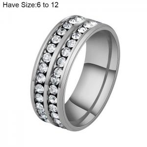 Stainless Steel Stone&Crystal Ring - KR103585-WGFL