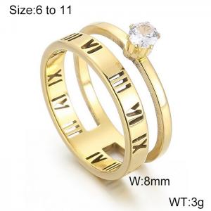 Stainless Steel Gold-plating Ring - KR103605-WGQZ